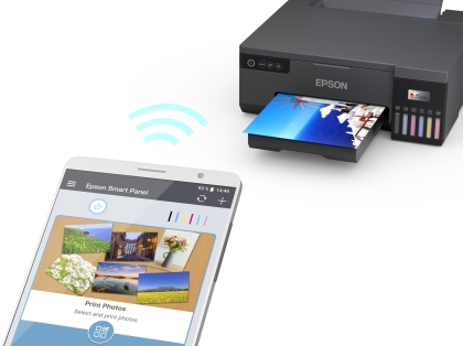 EPSON EcoTank L8050 - мастиленоструен (инк-джет) фотопринтерEPSON EcoTank L8050 - мастиленоструен (инк-джет) фотопринтер - управление през Epson Smart Panel с Wi-Fi/Wi-Fi Direct връзка