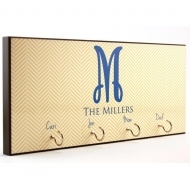ЗАКАЧАЛКА ЗА КЛЮЧОВЕ с 4 месингови куки, MDF, Бял, Гланц, 101.6 x 254 x 15.88 mm